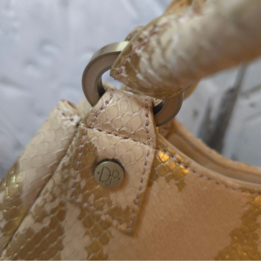 Vintage Donald J. Pliner Bag Animal Print Gold/Pink Metallic Snakeskin Bag - Picture 9 of 16
